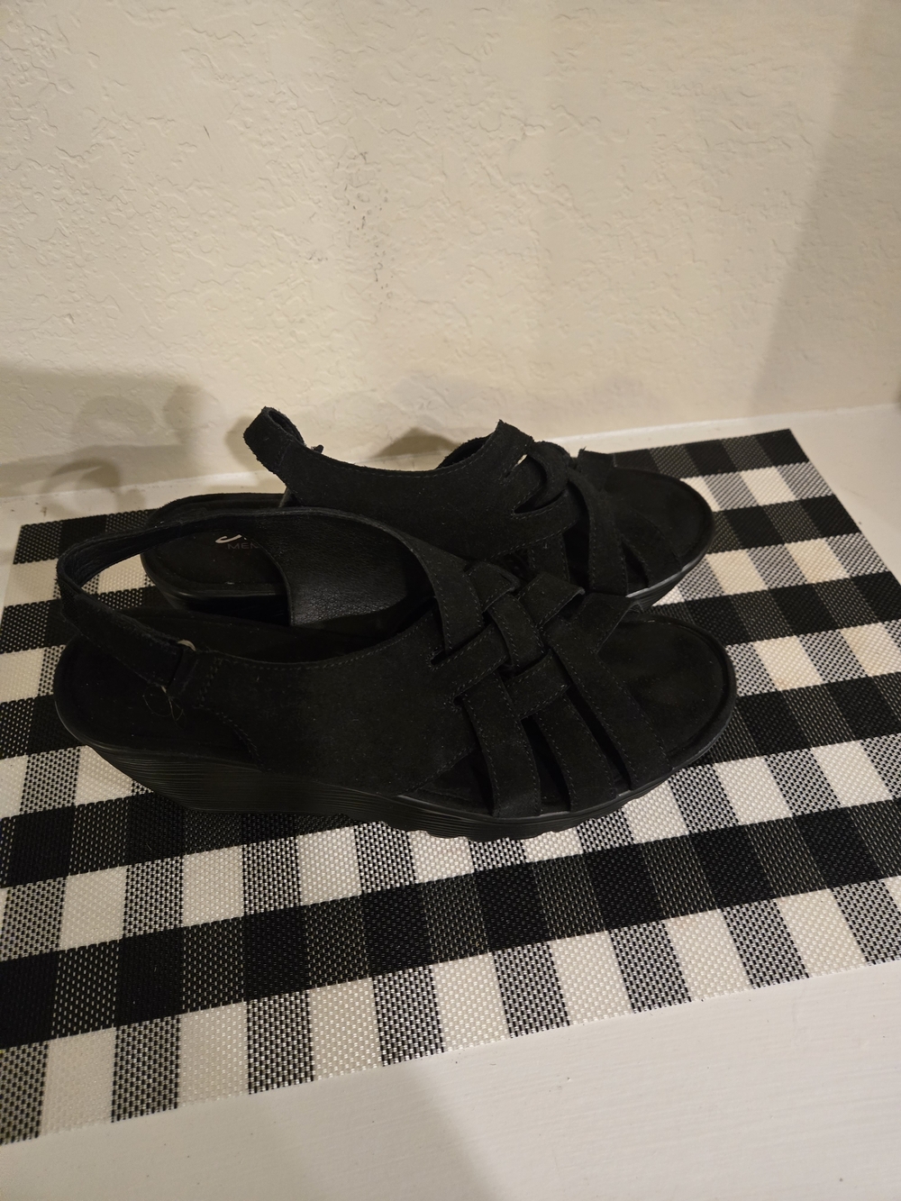 Skechers Black Woven Slingback Wedge Sandals